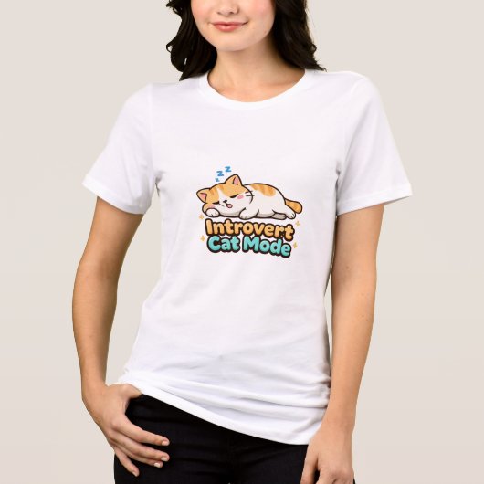 Introvert Cat Mode Funny  トライブレンドＴシャツ (正面)