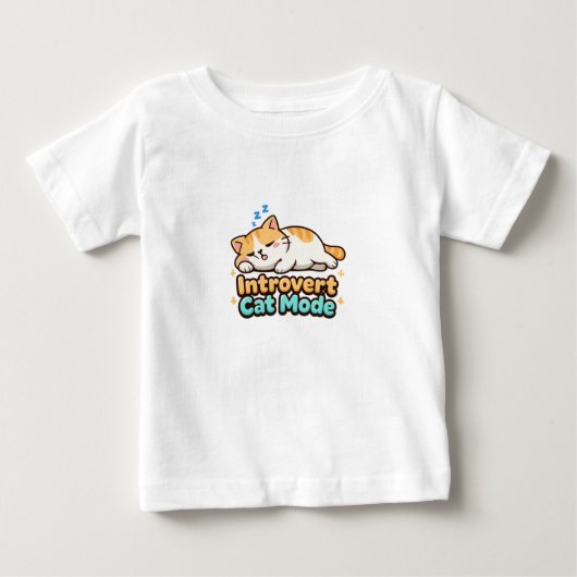 Introvert Cat Mode Funny ベビーTシャツ (正面)