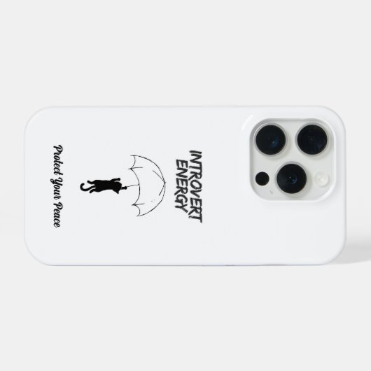 Introvert Energy – Editable Quote Cat iPhone Case iPhoneケース (裏面横)