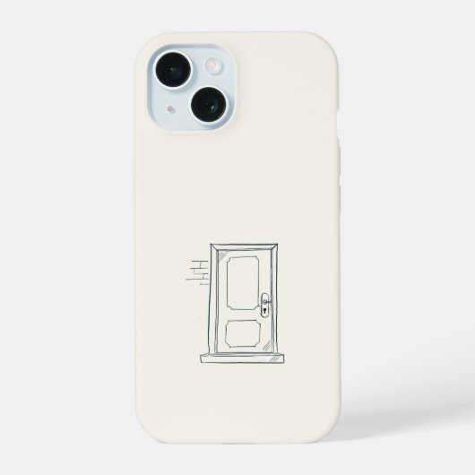 Introvert Gift Minimalist Closed Door Line Art iPhone 15ケース (裏面)