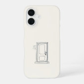 Introvert Gift Minimalist Closed Door Line Art iPhone 16ケース (裏面)