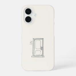 Introvert Gift Minimalist Closed Door Line Art iPhone 16ケース