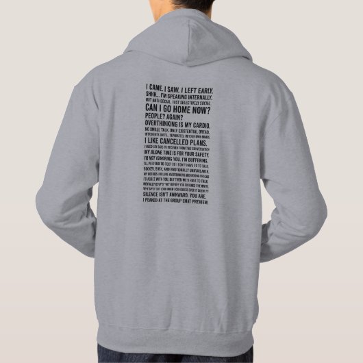 Introvert Quote Collage Tee – Socially Selective パーカ (裏面)