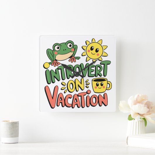 Introvert Sunshine Break スクエア壁時計 (ホーム)