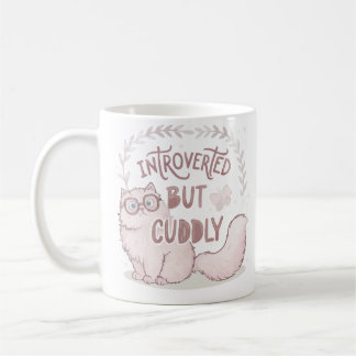 Introverted but Cuddly Mug – Cute Pink Cat Design コーヒーマグカップ