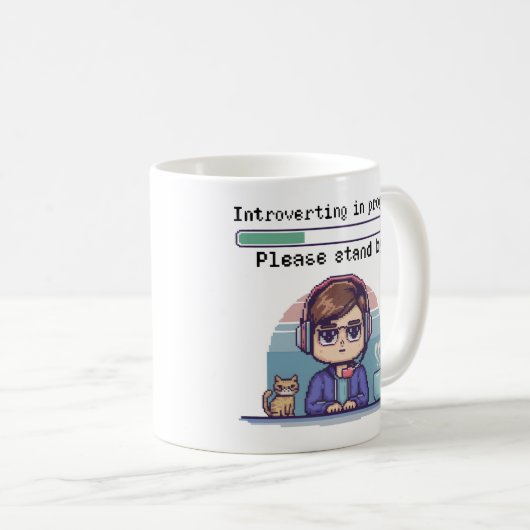 Introverting in Progress – Funny Retro Pixel コーヒーマグカップ (正面右)
