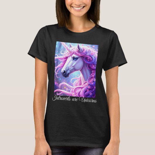 Introverts are Unicorns t-shirt Tシャツ (正面)