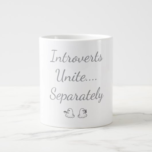 Introverts Unite Separately Ghosts ジャンボコーヒーマグカップ (正面)
