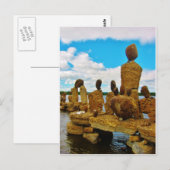 Inukshukの石造りの川の彫刻 ポストカード (正面/裏面)
