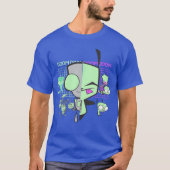 Invader Zim Gir Doom Gridechno Split Face Art frie Tシャツ (正面)