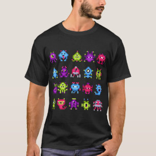 INVADERS I Love 80sレトロ8ビットピクセル宇宙Monst Tシャツ