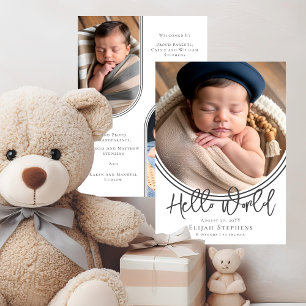Inverted Arch Hello World Photo Birth Announcement 招待状