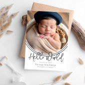 Inverted Arch Hello World Photo Birth Announcement 招待状