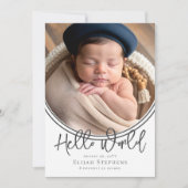 Inverted Arch Hello World Photo Birth Announcement 招待状 (正面)