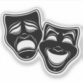 Inverted Black And White Comedy And Tragedy Masks シール (正面)