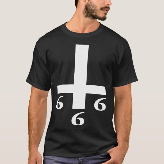 Inverted Cross 666 Upside Down Satan Antichrist At Tシャツ (正面)