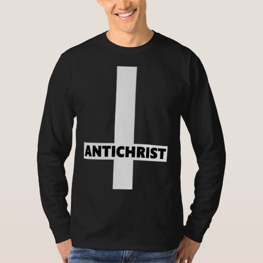 Inverted Cross Antichrist Upside Down Satan Atheis Tシャツ (正面)