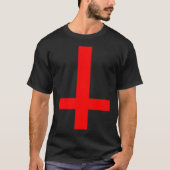 Inverted Cross Upside Down Satan Antichrist Atheis Tシャツ (正面)
