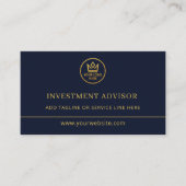 Investment Advisor Blue Gold Logo QR Code 名刺 (正面)