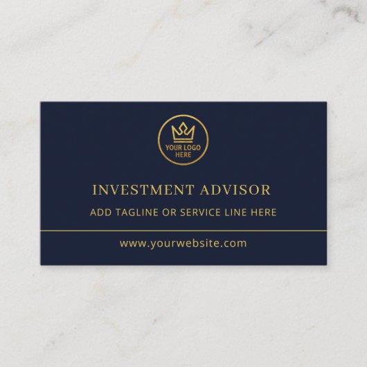 Investment Advisor Blue Gold Logo QR Code 名刺 (正面)