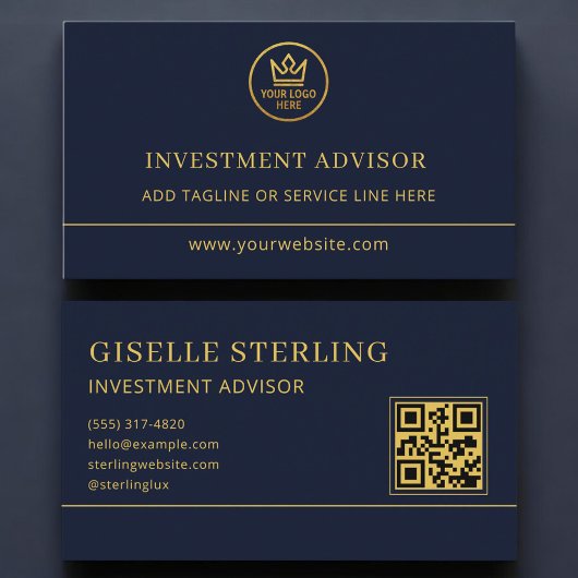 Investment Advisor Blue Gold Logo QR Code 名刺