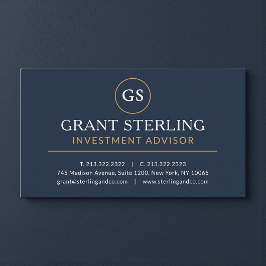 Investment Advisor Navy Blue Gold Luxury 名刺