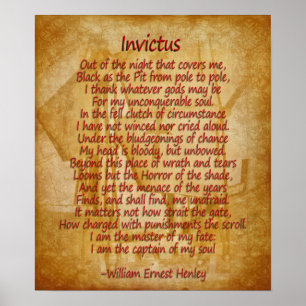Invictusの羊皮紙の一見の背景の詩 ポスター