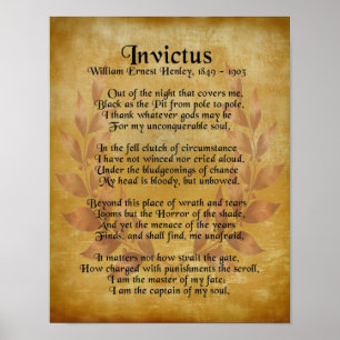 "Invictus"、ビクトリアンな詩の羊皮紙の月桂樹のリース ポスター