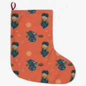 Invierno acogedor con té caliente y pastas ラージクリスマスストッキング (正面)