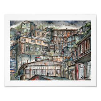 Invierno en los cerros de Valparaíso (acuarela). フォトプリント
