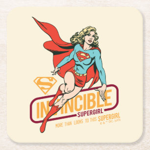 Invincible Supergirl Retro Graphic スクエアペーパーコースター