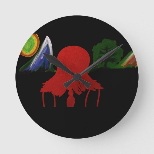 Invisible Girl Trapped in Another Universe ラウンド壁時計 (正面)