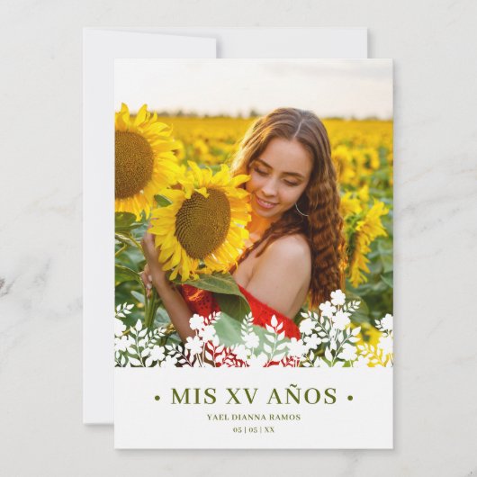 Invitaciónシックエレガントフローラフレームフスペインのォト 招待状 (正面)