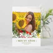 Invitaciónシックエレガントフローラフレームフスペインのォト 招待状 (スタンド正面)