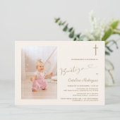 Invitacion モダン De Bautizo Hijaフォトガール 招待状 (スタンド正面)