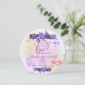 Invitación  20 cumpleaños con rosas personalizada 招待状 (スタンド正面)