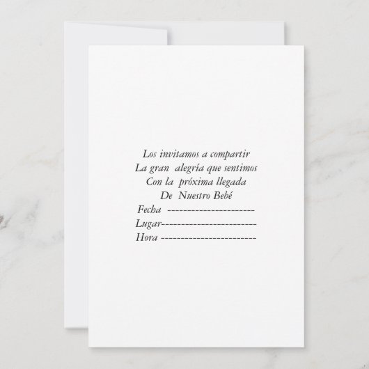 Invitacion a Baby Shower 招待状 (裏面)