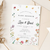 Invitación a Baby Shower con flores silvestres 招待状