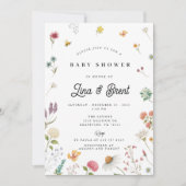 Invitación a Baby Shower con flores silvestres 招待状 (正面)