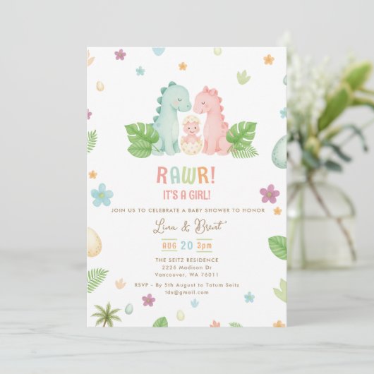 Invitación a Baby Shower de dinosaurios 招待状 (スタンド正面)