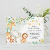 Invitación a Baby Shower para animales florales 招待状 (スタンド正面)