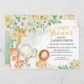 Invitación a Baby Shower para animales florales 招待状 (正面/裏面)