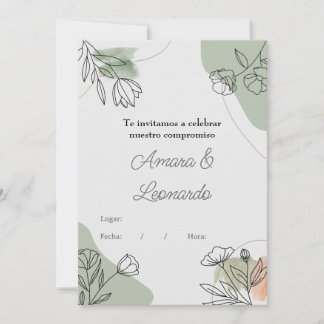 Invitación a compromiso o boda con flores 招待状