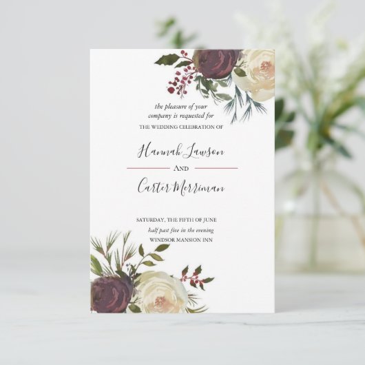 Invitación a la boda con marco floral de floración 招待状 (スタンド正面)