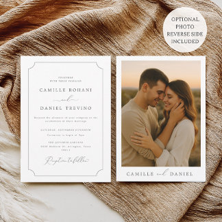 Invitación a la boda moderna minimalista con foto 招待状