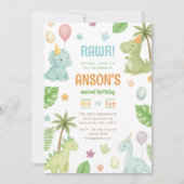 Invitación a la fiesta de cumpleaños de Dinosaurio 招待状 (正面)