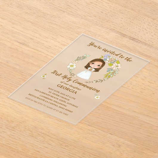 Invitación acrílico GEORGIA Primera Comunión アクリル招待状 (レイダウン)