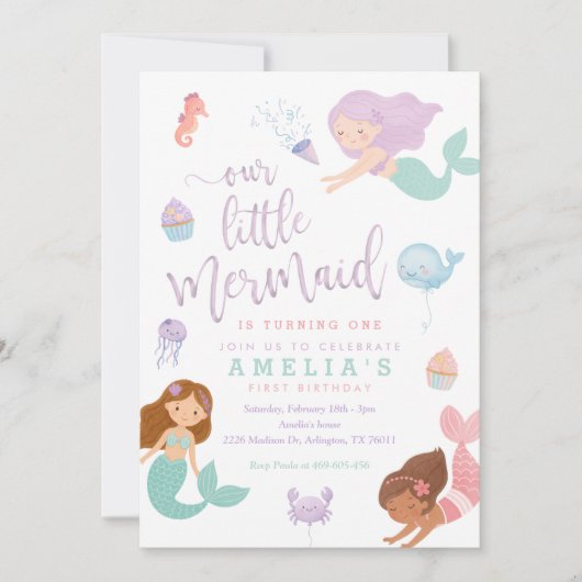 Invitación al cumpleaños de la sirena bajo el mar 招待状 (正面)