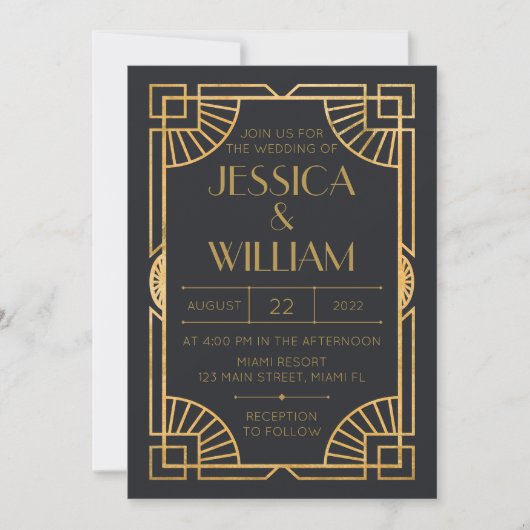 Invitación Art Deco Wedding Invitation 招待状 (正面)
