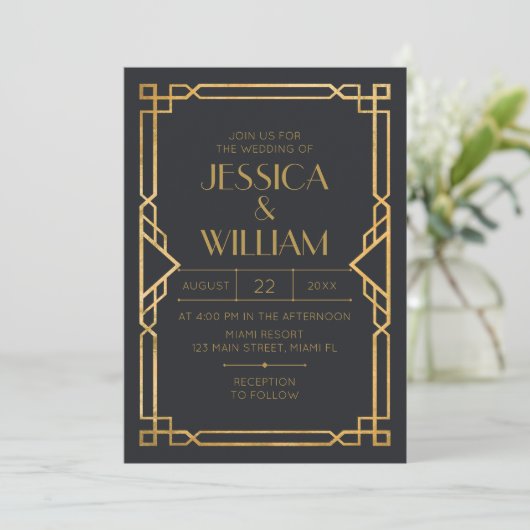 Invitación Art Deco Wedding Invitation 2 招待状 (スタンド正面)